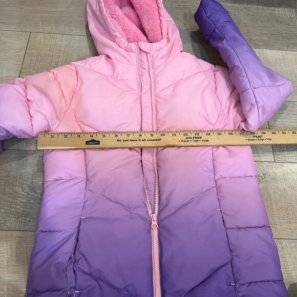 SWISSTECH GIRLS PINK PURPLE OMBRE PUFFER HOODED JACKET COAT LARGE 10/12 - Picture 5 of 9